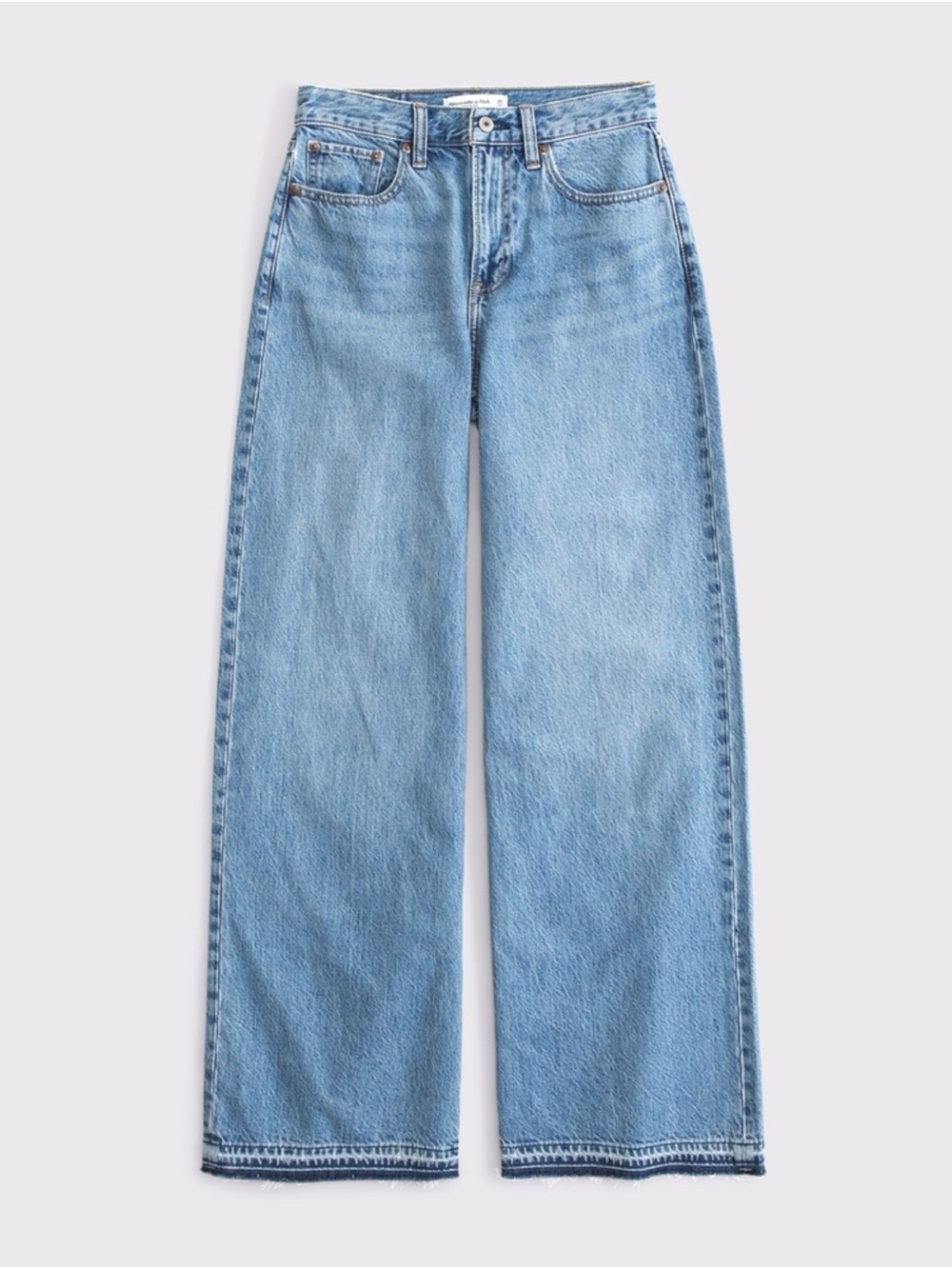 Abercrombie & Fitch High Rise Wide Leg Jeans in Medium Let Down Hem - Picture 4 of 7